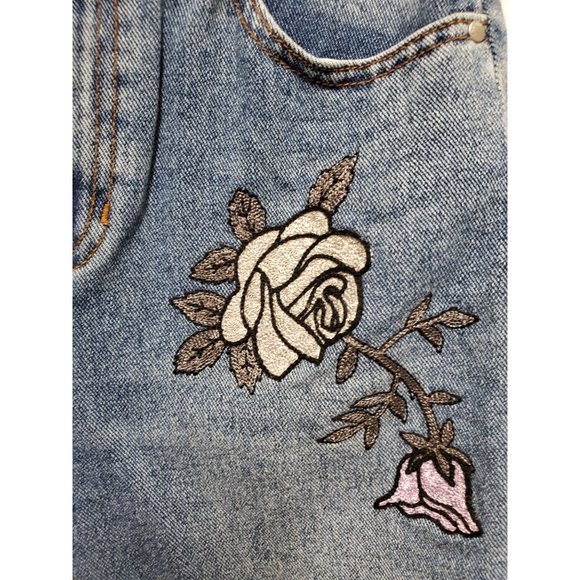 PacSun Mom Jeans Size 25 High Waist Embroidered Floral Ankle Length Light Wash - Picture 7 of 7